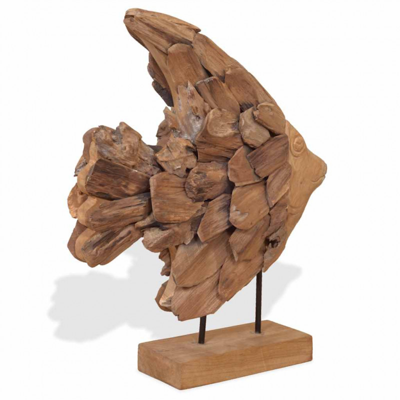 Rzeźba Ryba Teak 40x12x57 cm