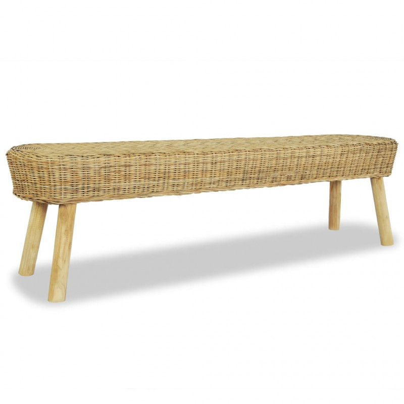 Ławka do przedpokoju, naturalny rattan, 160x35x45 cm