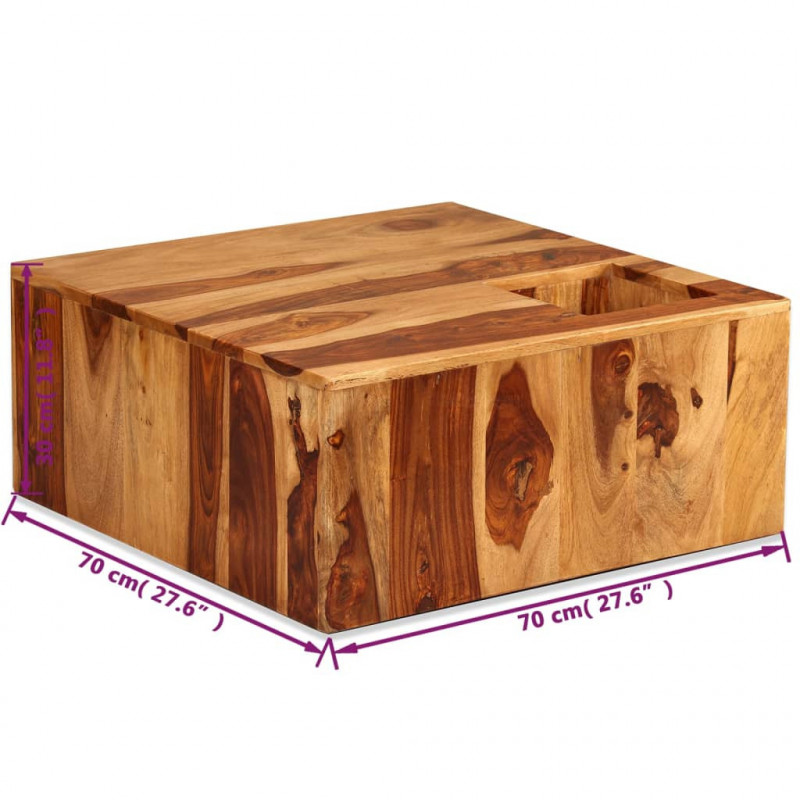 Stolik kawowy z drewna akacjowego, 70 x 70 x 30 cm