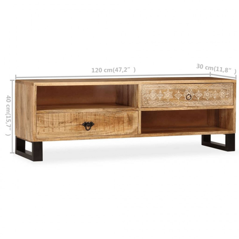 Szafka pod telewizor, lite drewno mango, 120 x 30 x 40 cm