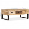 Stolik kawowy z 3 szufladami, lite drewno mango, 90x50x35 cm