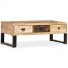 Stolik kawowy z 3 szufladami, lite drewno mango, 90x50x35 cm
