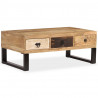 Stolik kawowy z 3 szufladami, lite drewno mango, 90x50x35 cm