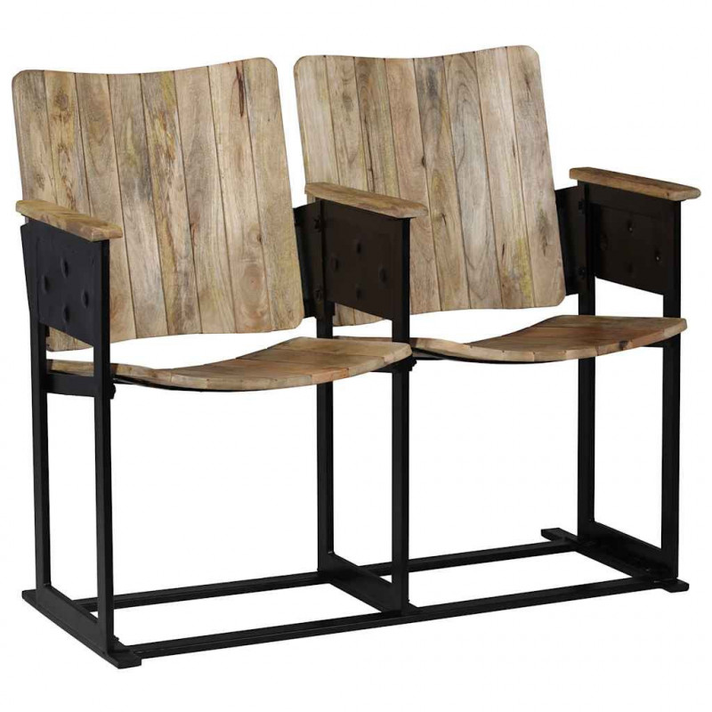 Ławka 2-osobowa, lite drewno mango i stali