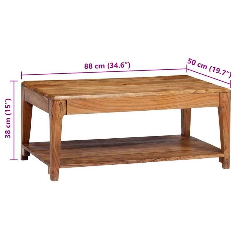 Stolik kawowy z litego drewna, 88 x 50 x 38 cm