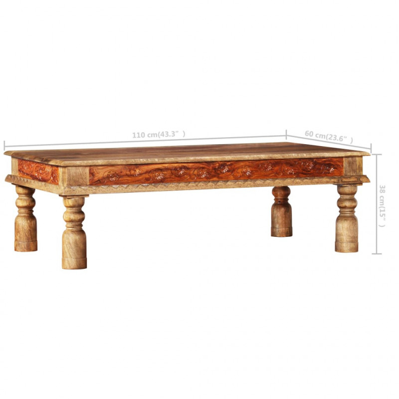 Stolik kawowy z litego drewna akacjowego i mango, 110x60x38 cm