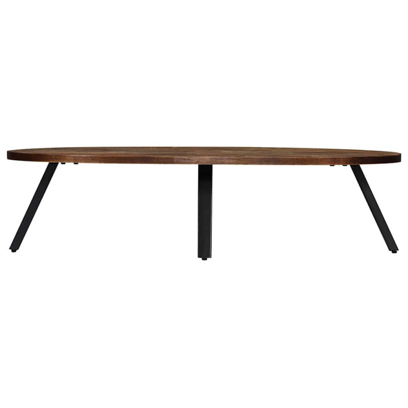 Stolik kawowy z drewna tekowego z odzysku, owalny, 120x60x30 cm