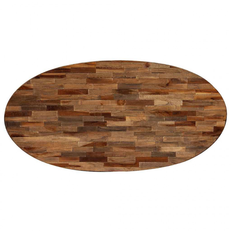 Stolik kawowy z drewna tekowego z odzysku, owalny, 120x60x30 cm
