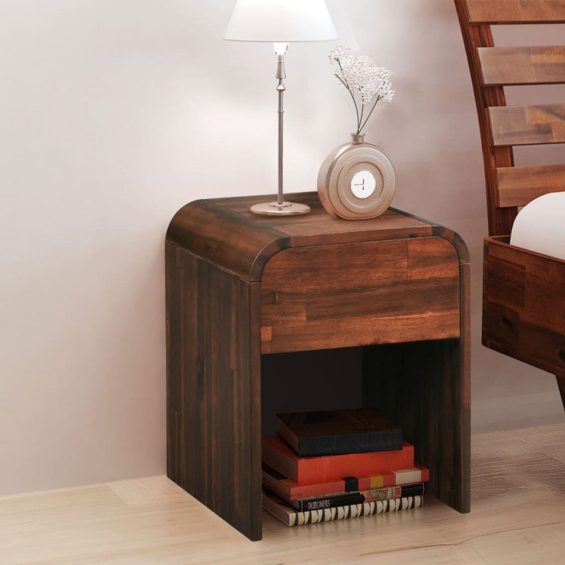 Stolik nocny z drewna akacjowego, 41,5 x 42 x 52 cm