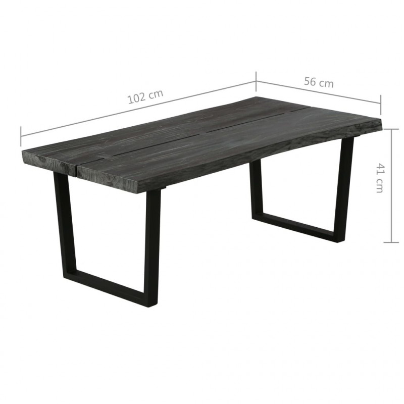 Stolik kawowy z litego drewna mindi, 102 x 56 x 41 cm, szary