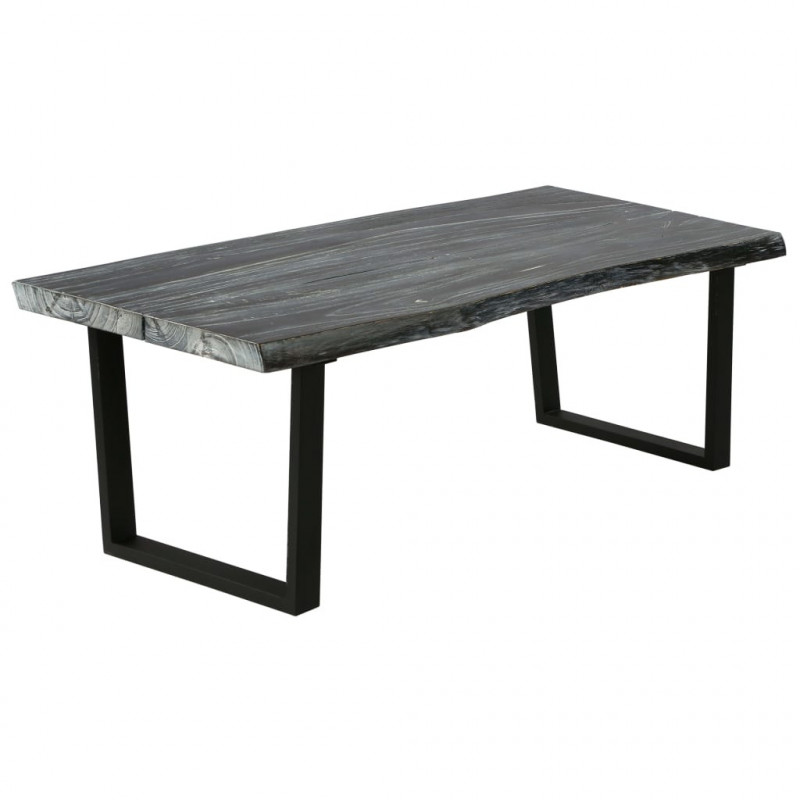 Stolik kawowy z litego drewna mindi, 102 x 56 x 41 cm, szary