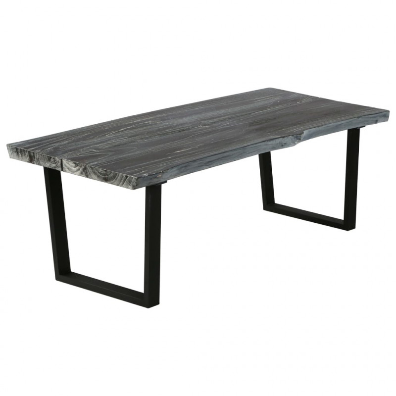 Stolik kawowy z litego drewna mindi, 102 x 56 x 41 cm, szary