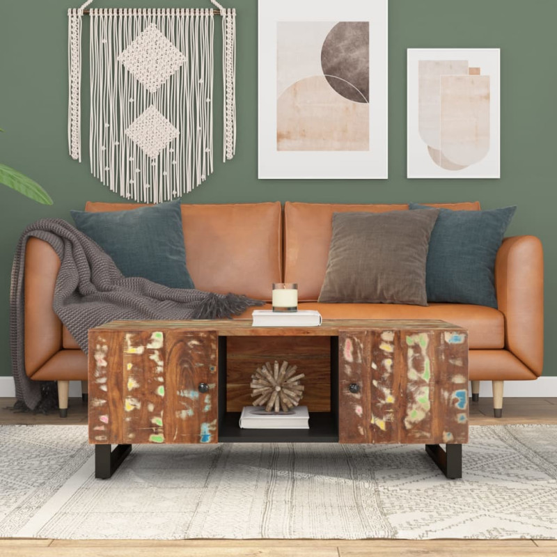 Stolik 100x54x40 cm, drewno z odzysku i materiał drewnopochodny