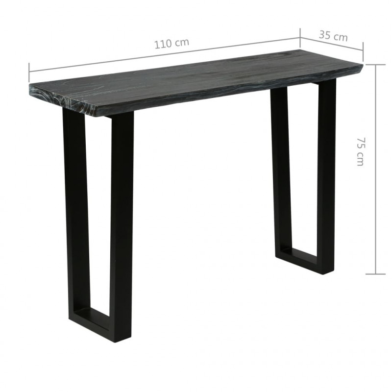 Stolik konsola z litego drewna mindi, 110 x 35 x 75 cm, szary