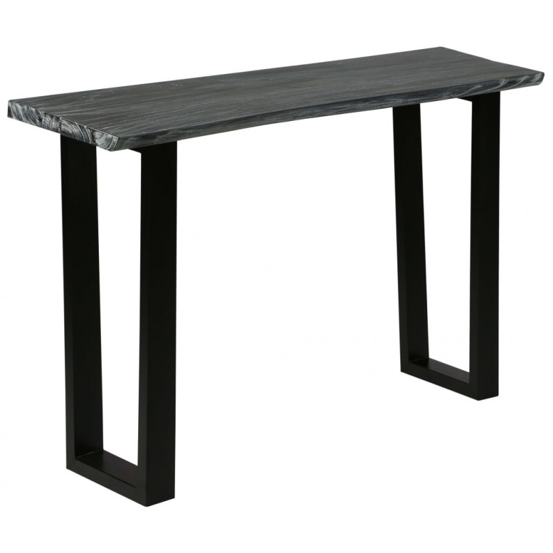 Stolik konsola z litego drewna mindi, 110 x 35 x 75 cm, szary