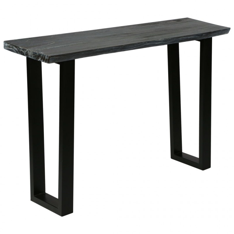 Stolik konsola z litego drewna mindi, 110 x 35 x 75 cm, szary