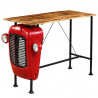 Stolik barowy traktor, drewno mango, czerwony, 60x150x107 cm
