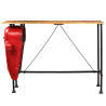Stolik barowy traktor, drewno mango, czerwony, 60x150x107 cm