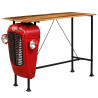 Stolik barowy traktor, drewno mango, czerwony, 60x150x107 cm