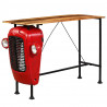 Stolik barowy traktor, drewno mango, czerwony, 60x150x107 cm