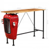 Stolik barowy traktor, drewno mango, czerwony, 60x150x107 cm