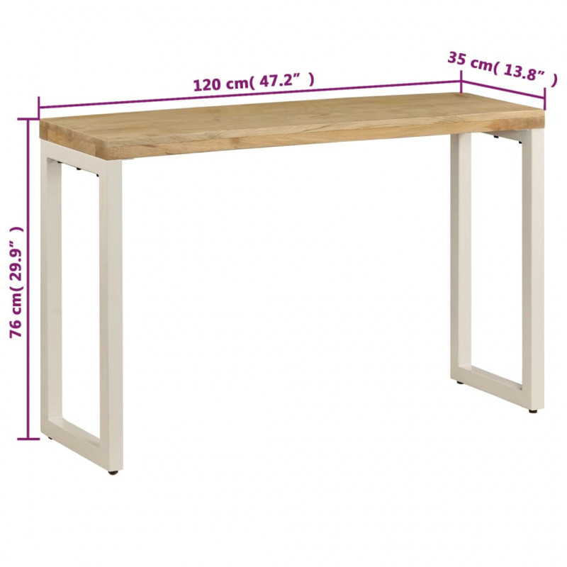 Stolik typu konsola, 120x35x76 cm, lite drewno mango i stali