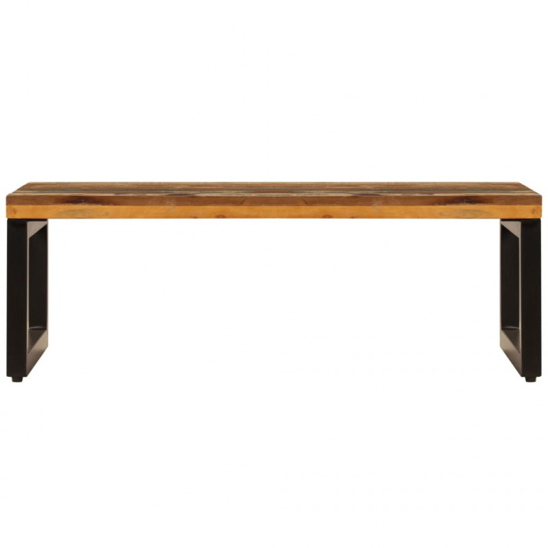Stolik kawowy, 100x50x35 cm, lite drewno z odzysku i stal