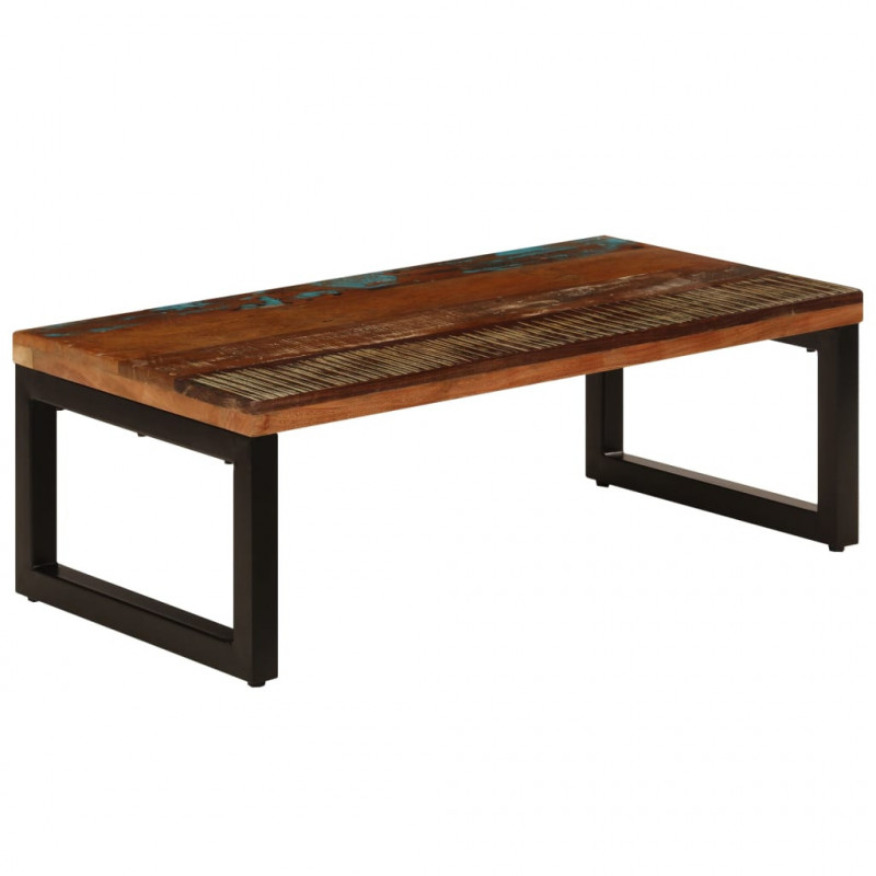 Stolik kawowy, 100x50x35 cm, lite drewno z odzysku i stal