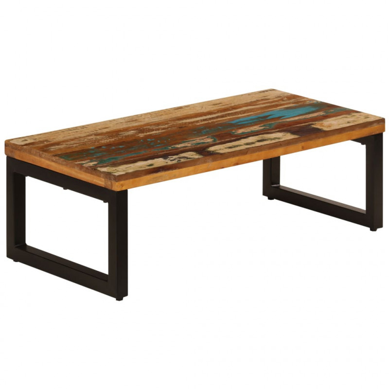 Stolik kawowy, 100x50x35 cm, lite drewno z odzysku i stal