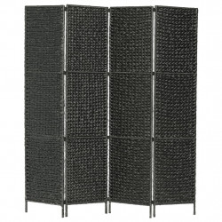 4-panelowy parawan pokojowy, czarny, 154x160 cm, hiacynt wodny