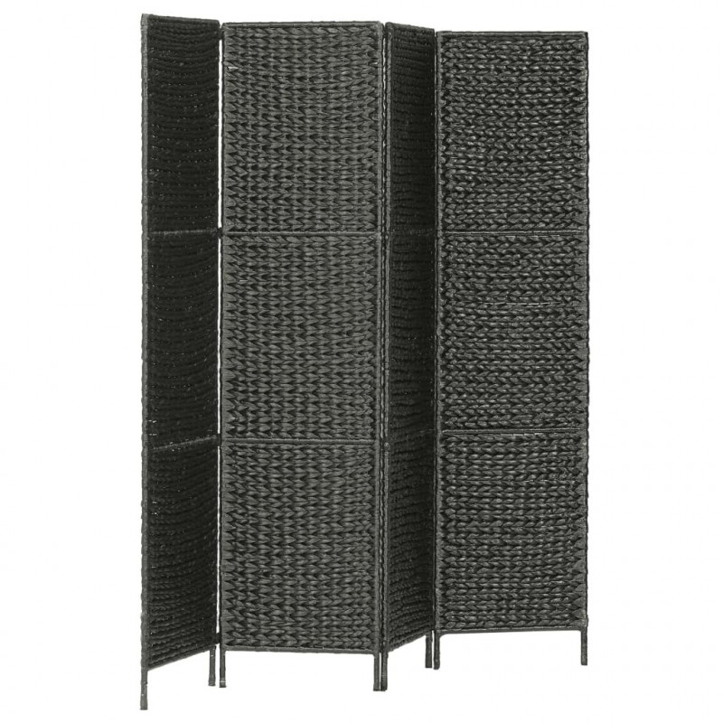 4-panelowy parawan pokojowy, czarny, 154x160 cm, hiacynt wodny