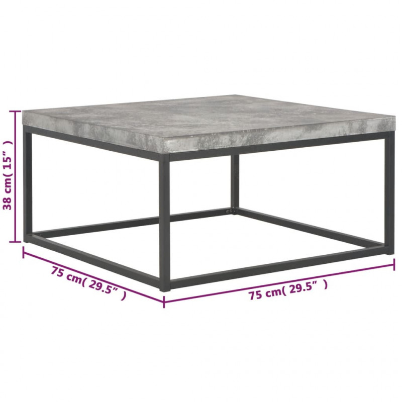 Stolik kawowy, 75 x 75 x 38 cm, stylizowany na beton