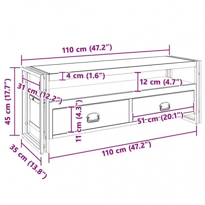Szafka pod TV, 120x35x45 cm, lite drewno akacjowe