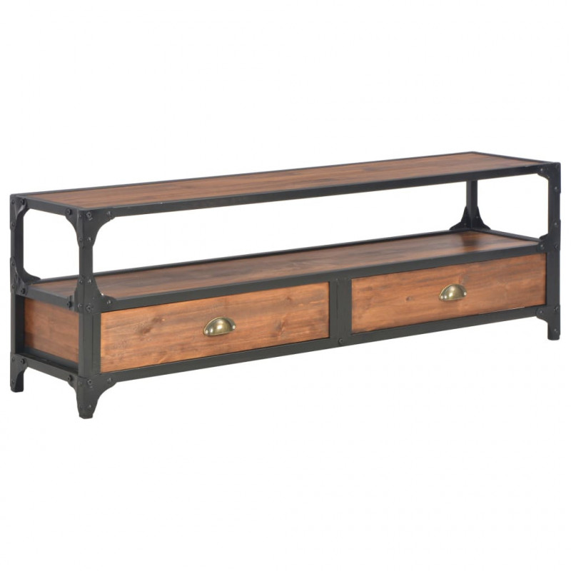 Szafka pod TV z 2 szufladami, 120x30x40 cm, lite drewno sosnowe