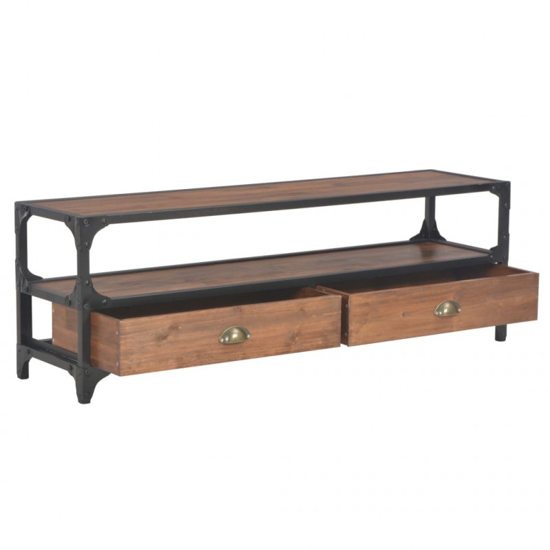 Szafka pod TV z 2 szufladami, 120x30x40 cm, lite drewno sosnowe