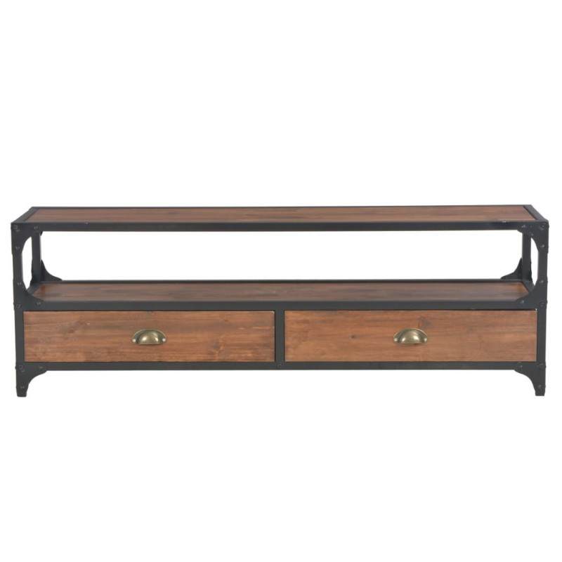 Szafka pod TV z 2 szufladami, 120x30x40 cm, lite drewno sosnowe