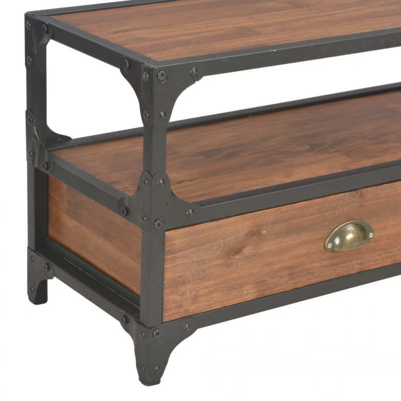 Szafka pod TV z 2 szufladami, 120x30x40 cm, lite drewno sosnowe