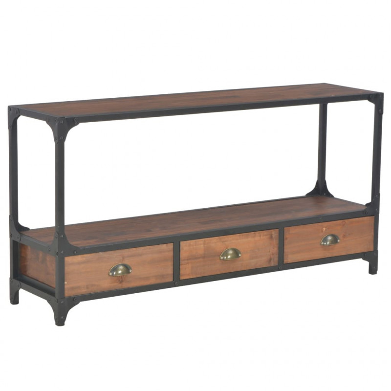 Szafka pod TV z 3 szufladami, 120x30x60 cm, lite drewno sosnowe