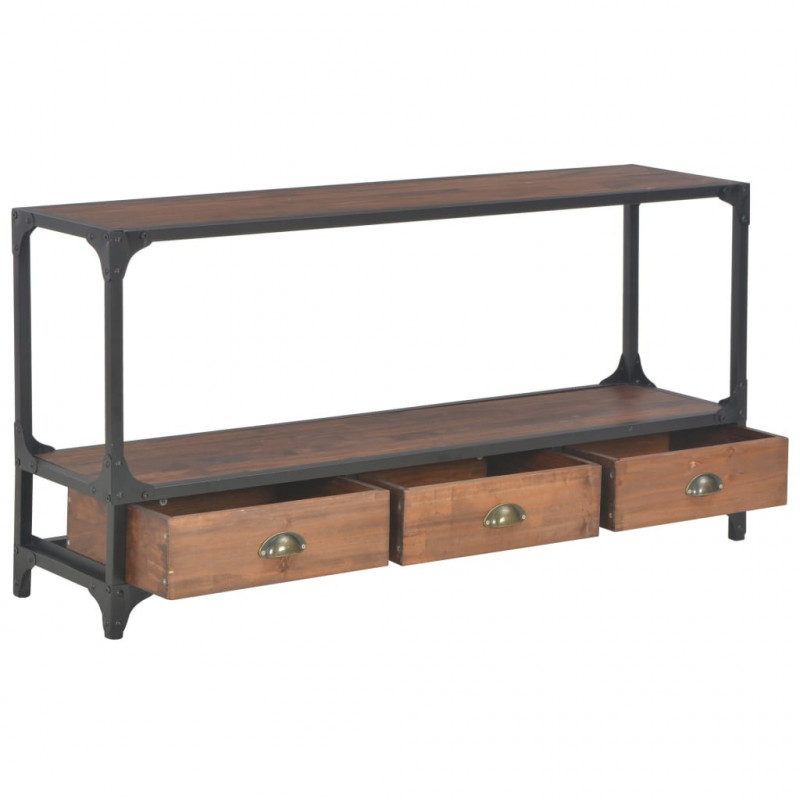 Szafka pod TV z 3 szufladami, 120x30x60 cm, lite drewno sosnowe