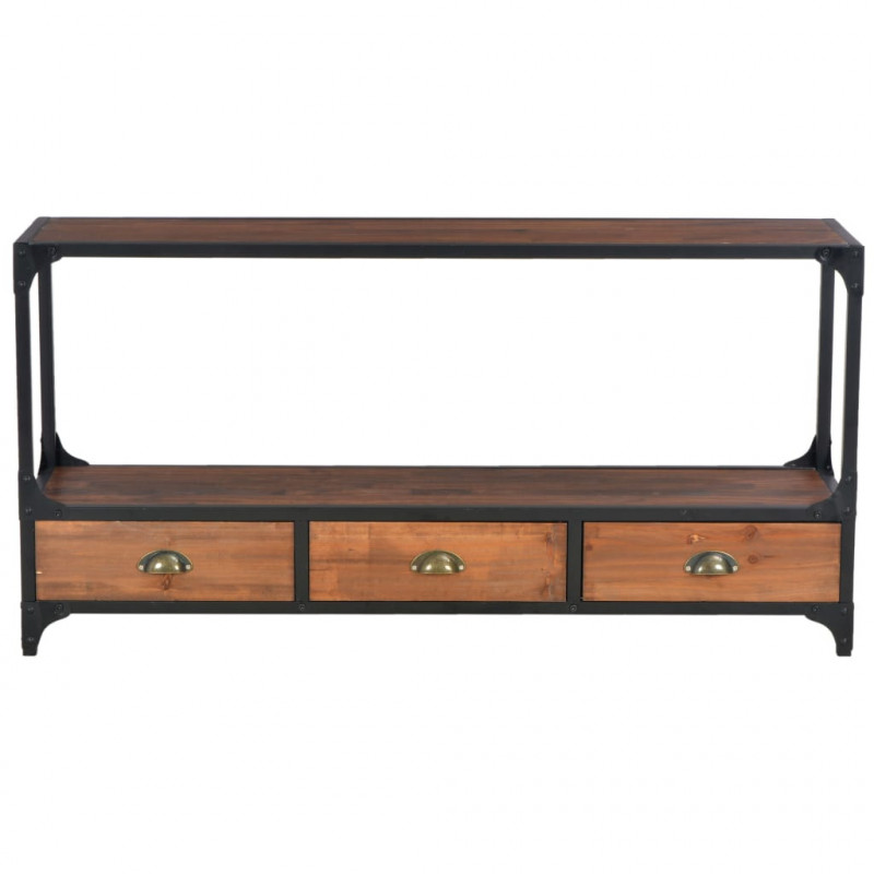 Szafka pod TV z 3 szufladami, 120x30x60 cm, lite drewno sosnowe