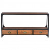 Szafka pod TV z 3 szufladami, 120x30x60 cm, lite drewno sosnowe