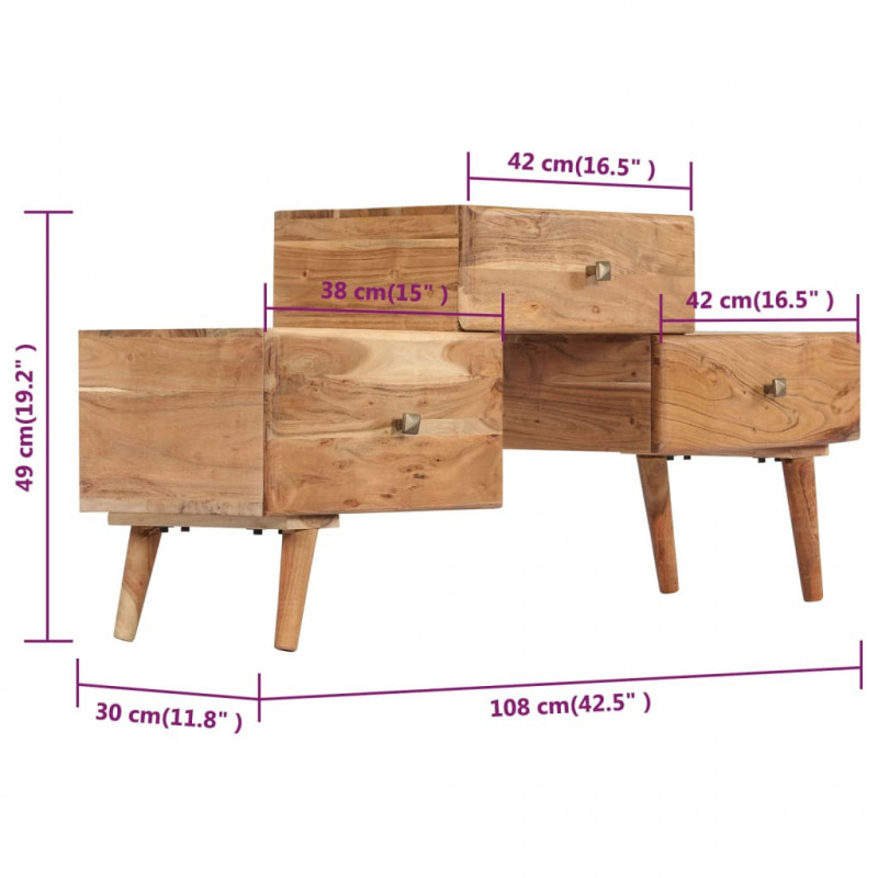 Szafka pod TV, 108x30x49 cm, lite drewno akacjowe