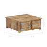 Stolik kawowy, 70 x 70 x 30 cm, lite drewno mango