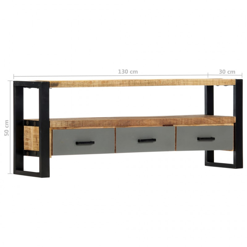 Szafka pod TV, 130x30x50 cm, lite drewno mango
