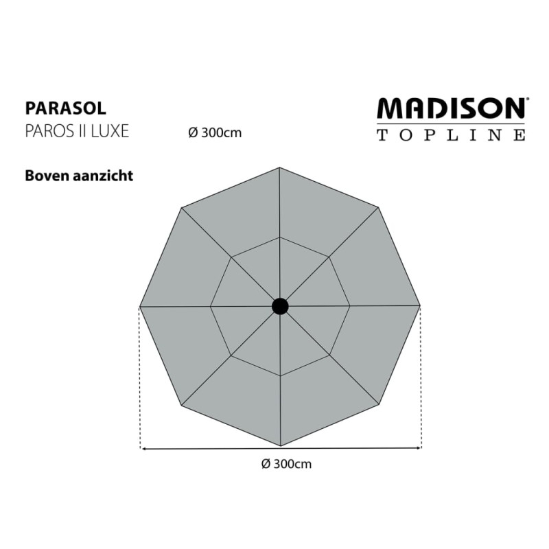 Madison Parasol ogrodowy Paros II Luxe, 300 cm, szary