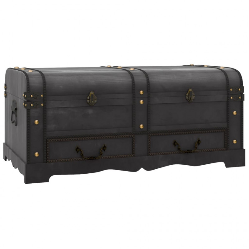 Kufer drewniany, czarny, 90 x 51 x 42 cm
