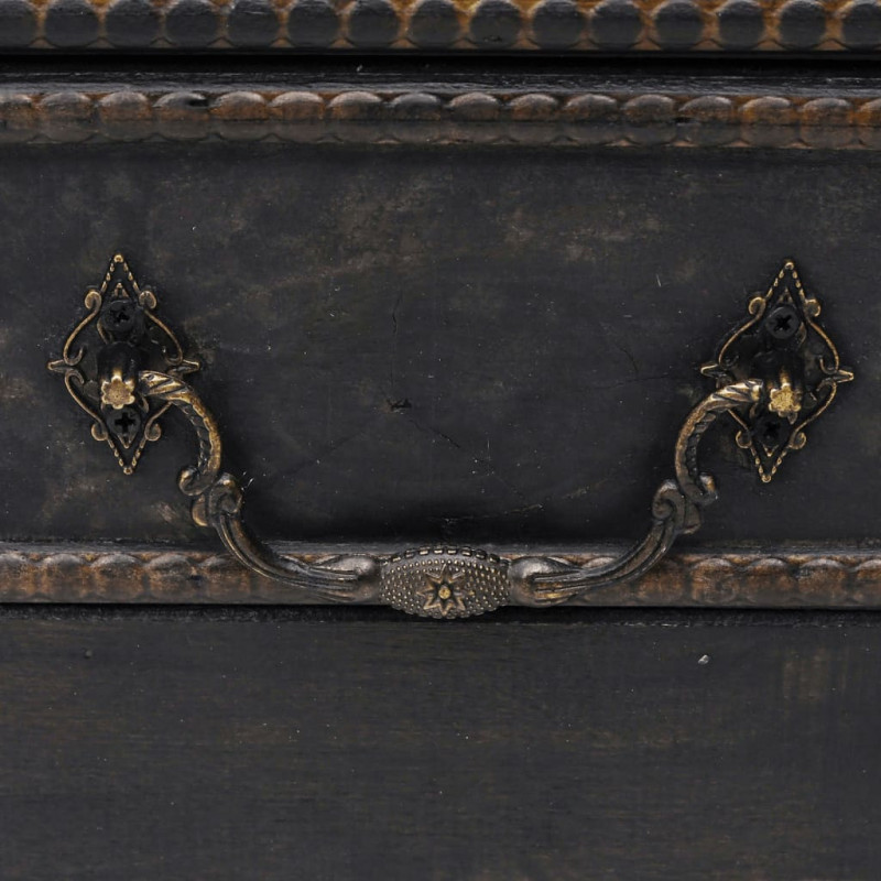 Kufer drewniany, czarny, 90 x 51 x 42 cm