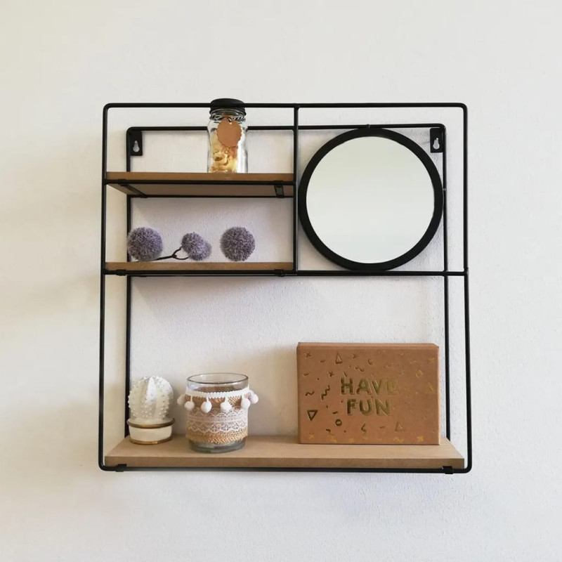 H&S Collection Regał ścienny z lustrem, 40x10x40 cm