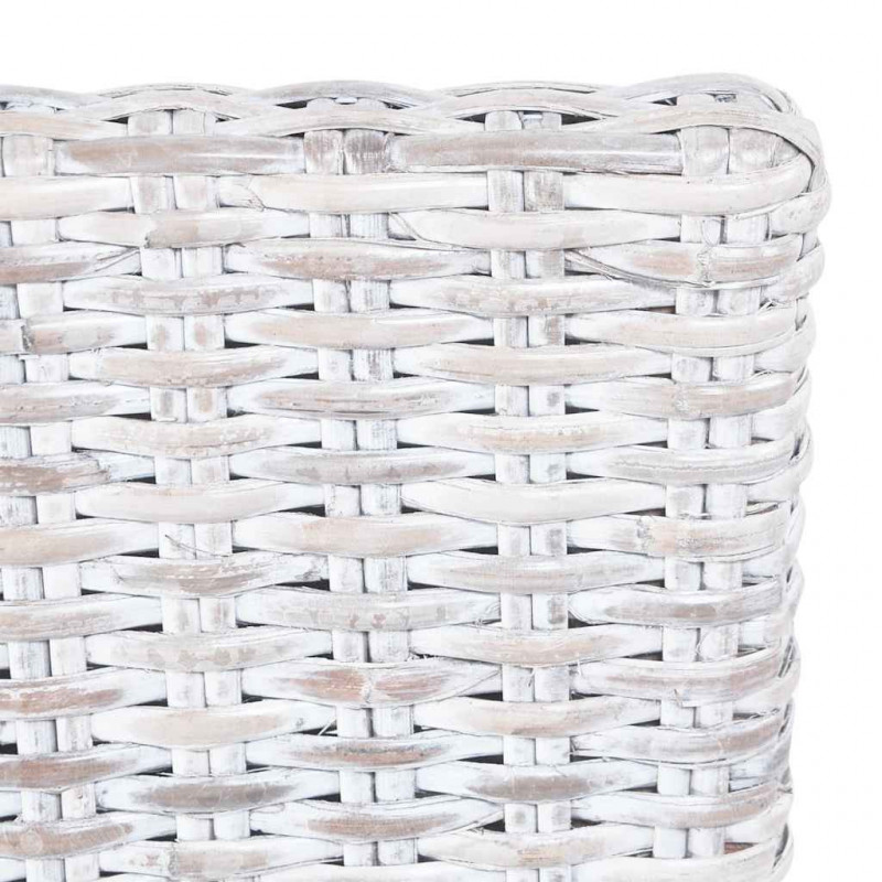 Krzesła stołowe, 4 szt., biały, rattan Kubu i drewno mango