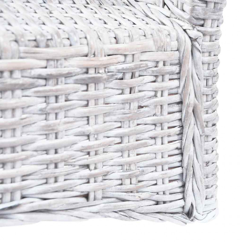 Krzesła stołowe, 4 szt., biały, rattan Kubu i drewno mango